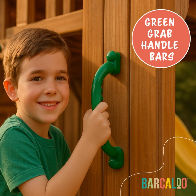Barcaloo Playground Safety Handles - Outdoor Green Grab Handle Bars, Tree House Accessories, for Backyard Playset and Playground Equipment Replacement Safety Parts for Monkey Bars, Jungle Gym, and More - Image 3